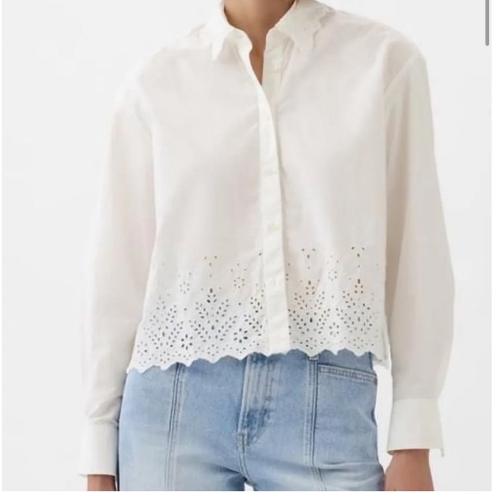 Gap Eyelet Cropped Shirt in White